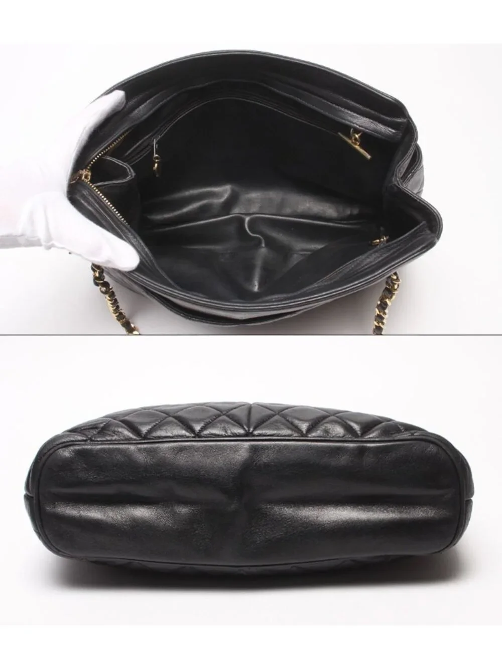 Chanel Chain Shoulder Bag Gold Quilted